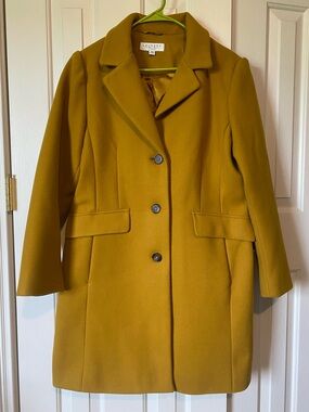 Laundry by Shelli Segal Women's Mustard Single-Breasted Wool Coat Size Large